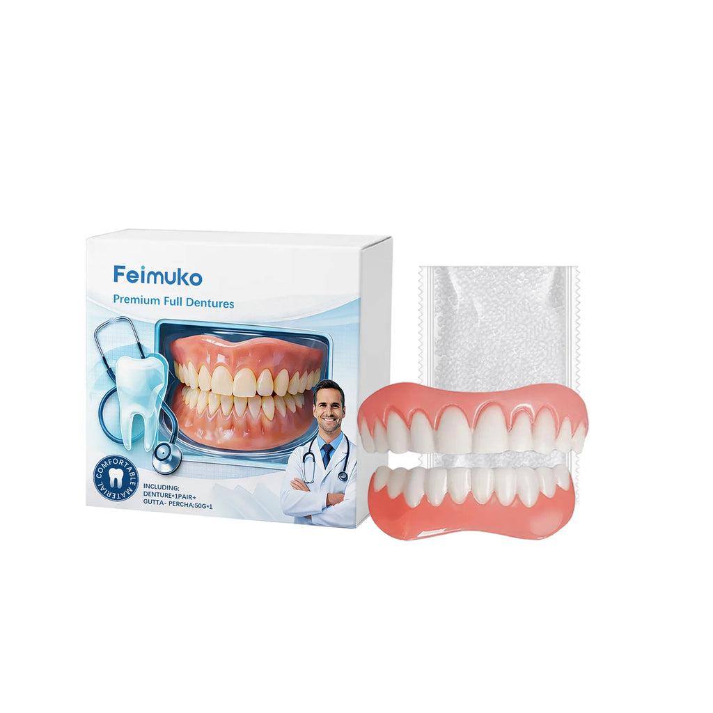 Silicone Dentures False Teeth Full Set Soft Safety Easy to Use Perfect Fit Oral Improve Tooth Loss Broken Temporary Improve