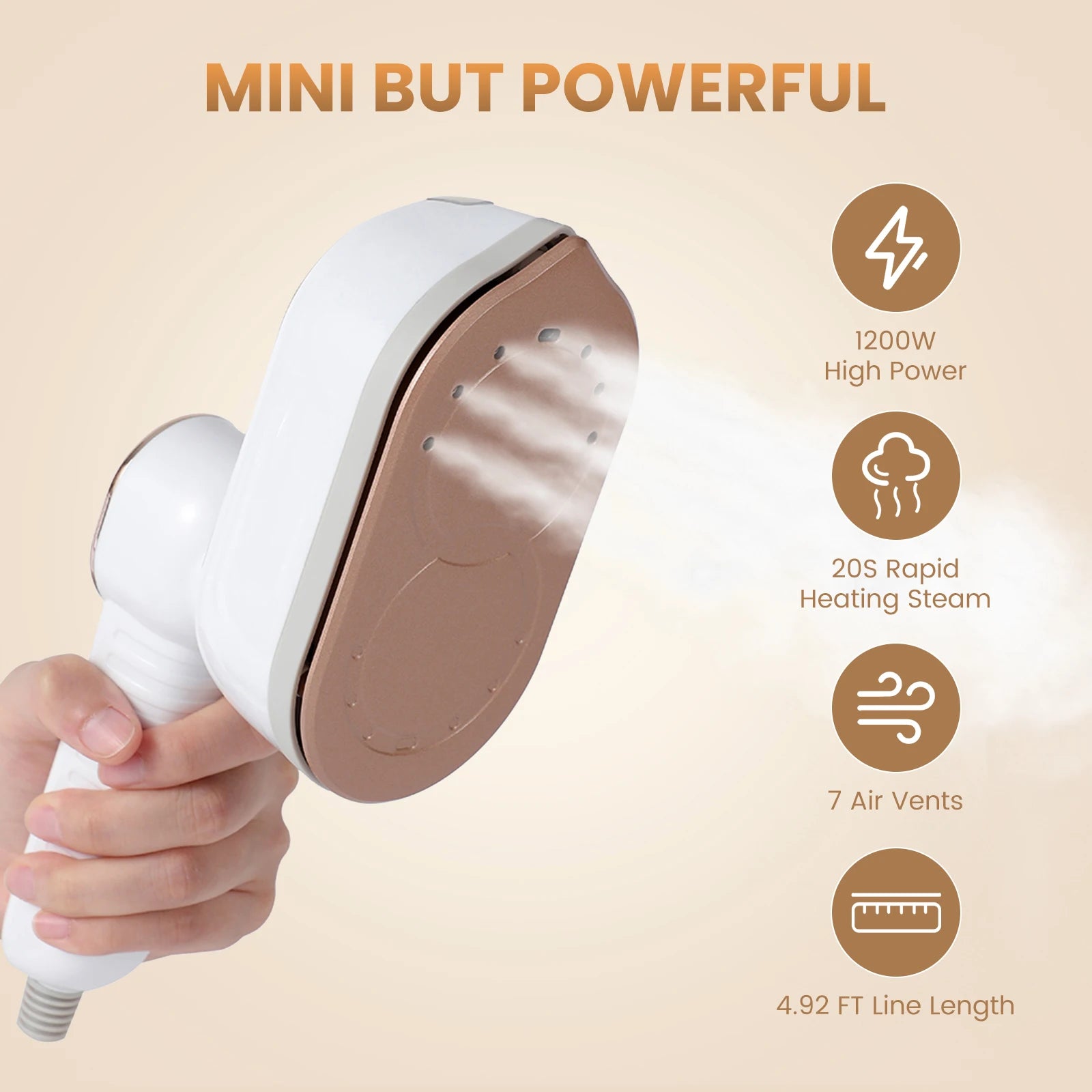 Tidesmit foldable handheld clothes steamer with 3 temperature settings for fast wrinkle removal at home or travel