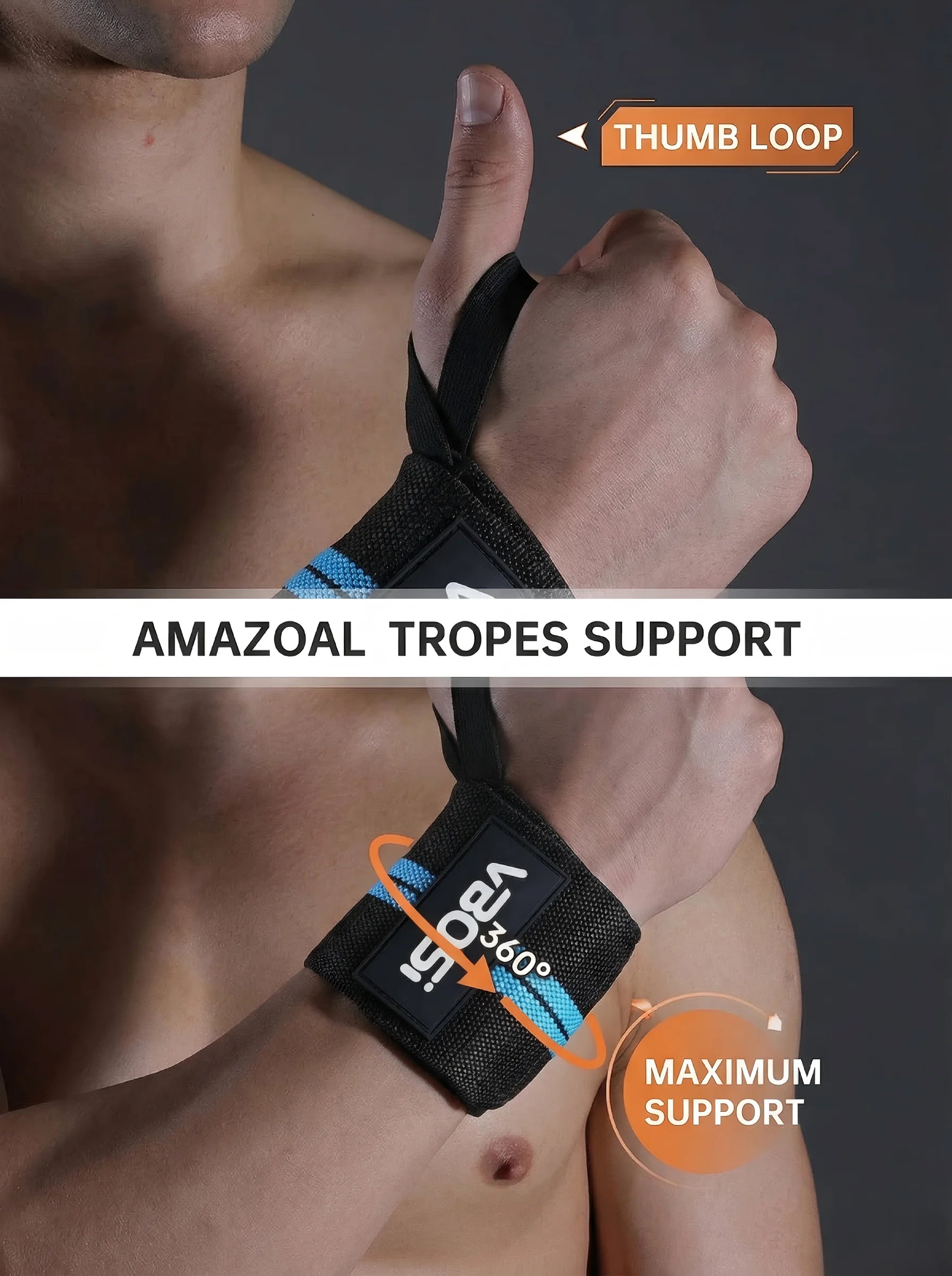 VBOSi Wrist Wraps Wrist Support Brace - Extra Strength Weight Lifting Wristband Bandage Straps for Fitness Gym Training