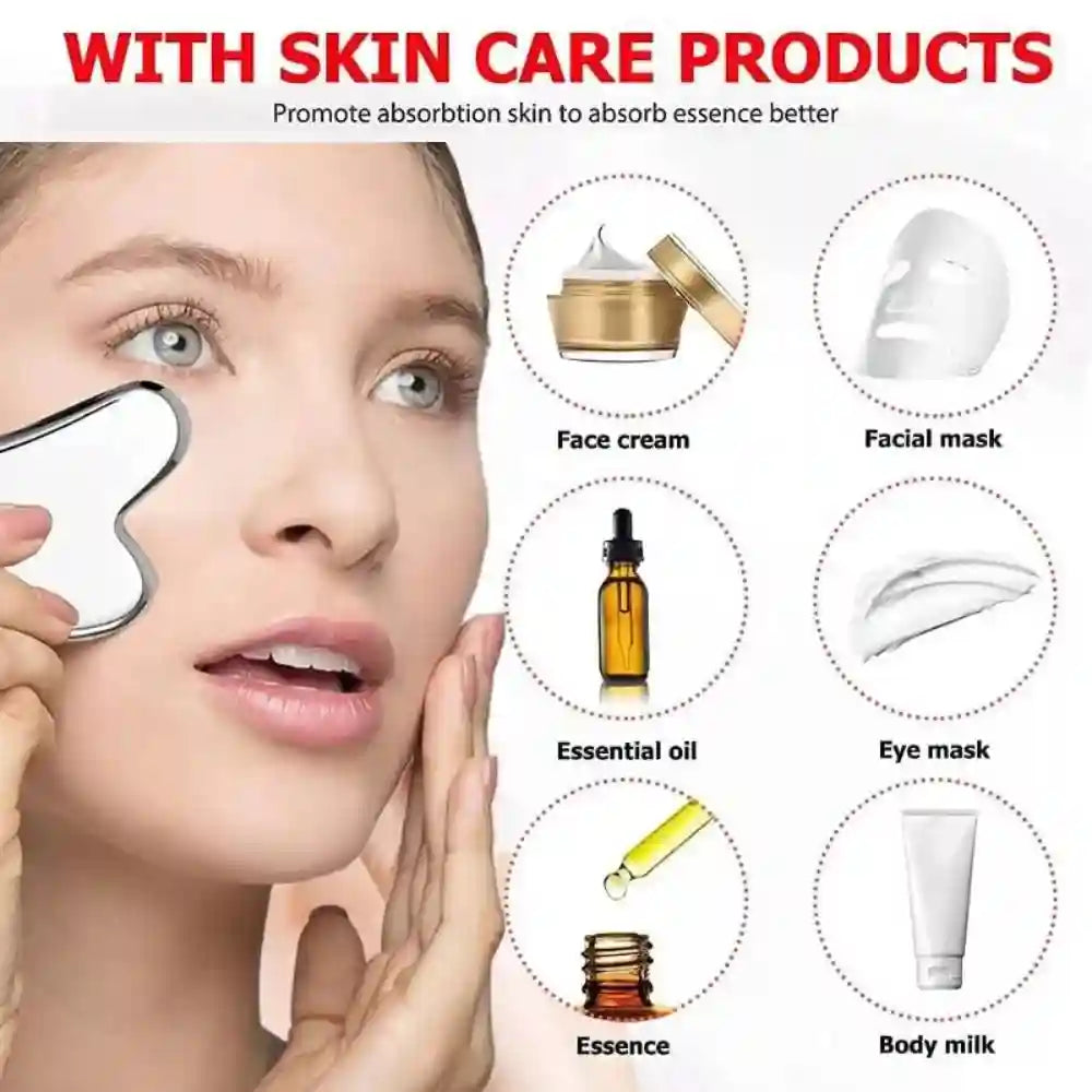 Stainless Steel Gua Sha Face Massager - Ergonomic Heart Shape Tool Eye Massage Instrument Tidesmit