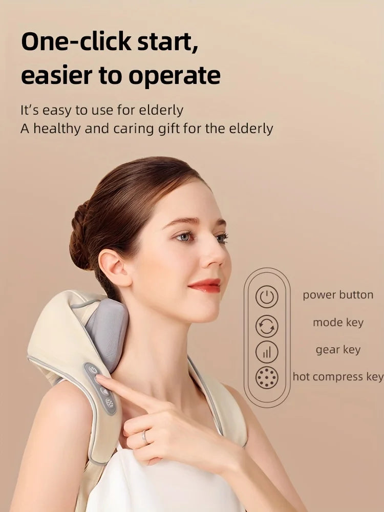 Shiatsu Neck Massager Cordless with Heat - Deep Tissue Relief GEN2 Relaxation Treatment Tidesmit