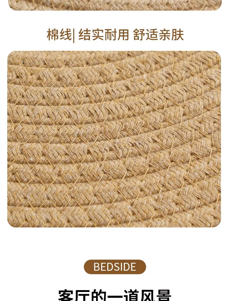Cotton Thread Hand Woven Japanese Tatami Futon Breathable Comfortable Grass Woven Hemp Rope Floor Cushion Meditation Worship