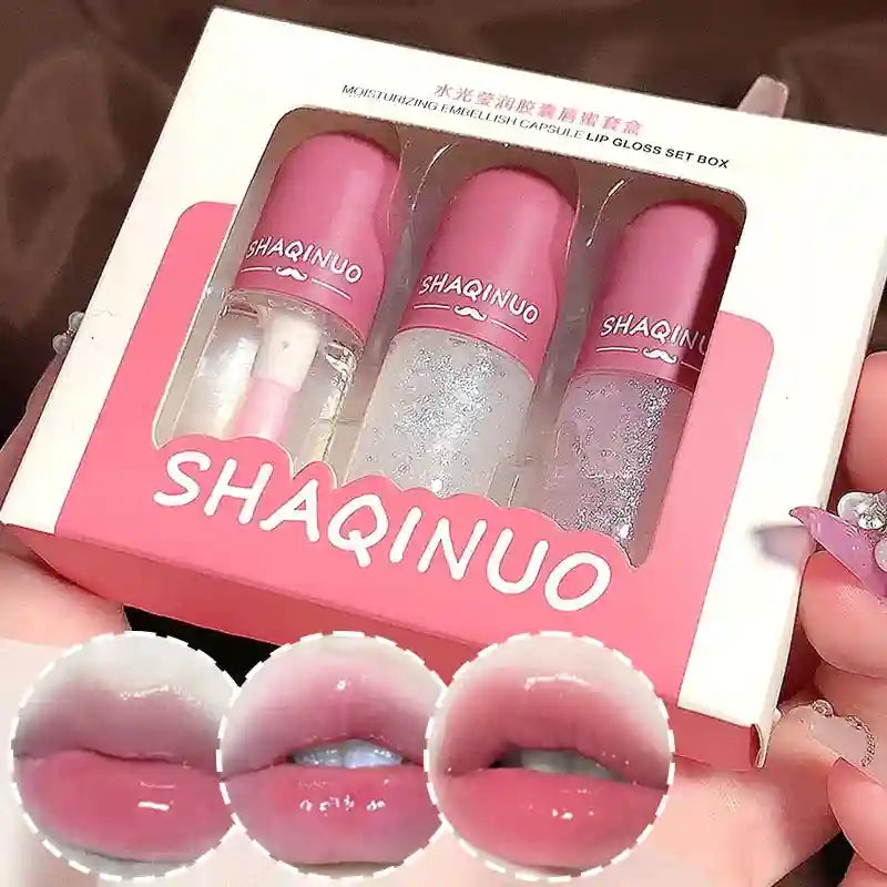 Hydrating Lip Oil Set - Mirror Finish Glossy Tint & Nourishing Lip Care Lip Care 3 piece set Tidesmit