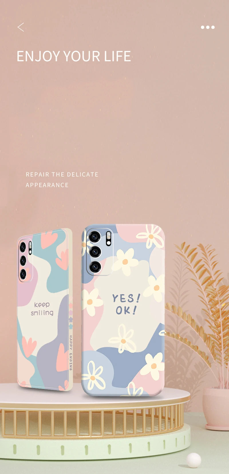Samsung Galaxy Silicone Flower Case - Shock-Absorbing Square Cover Tidesmit