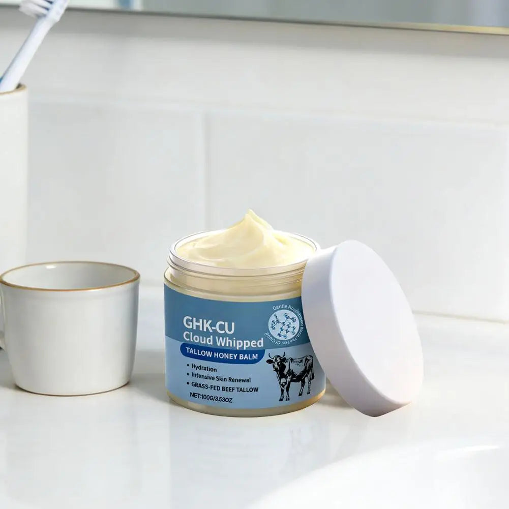 GHK-CU Cloud Whipped Tallow Honey Balm 100g Grass-Fed Beef Tallow, Intensive Hydration & Skin Renewal,Moisturizer for Face Body