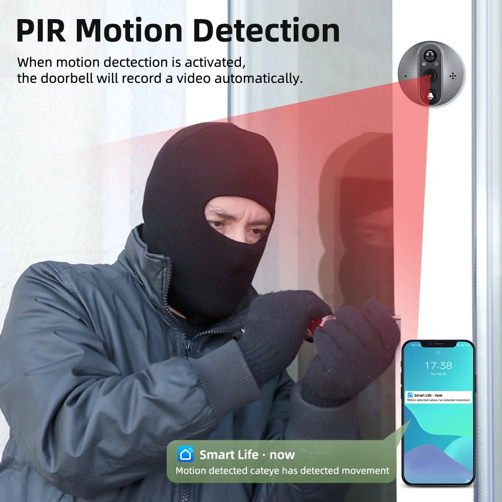 4.3'' IPS Screen Smart life/Tuya APP 2.4G 3MP Wireless wifi Video Intercom Doorbell eye PIR High-definition Visual Monitoring