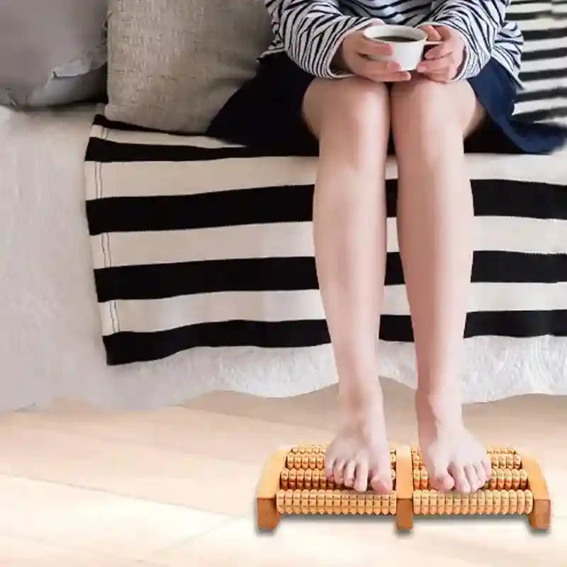 Wooden Foot Massager Roller for Reflexology and Home Stress Relief Relaxation Treatment Tidesmit