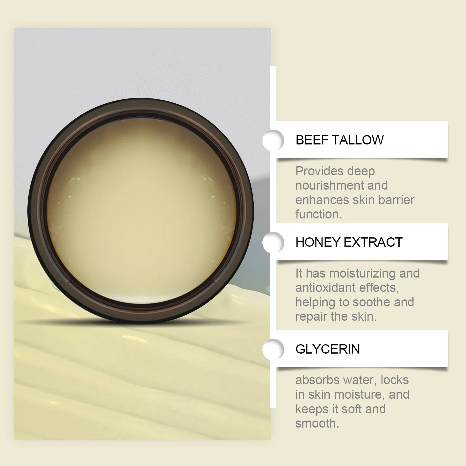 WOODSLEEP Tallow Honey Balm Powerful Moisturizing Keep Skin Moist Smooth Relieve Dryness Easy To Absorb