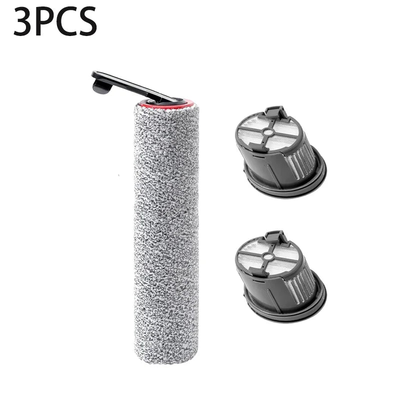 3-pack HEPA filter replacements: one gray foam cylinder and two black plastic housings