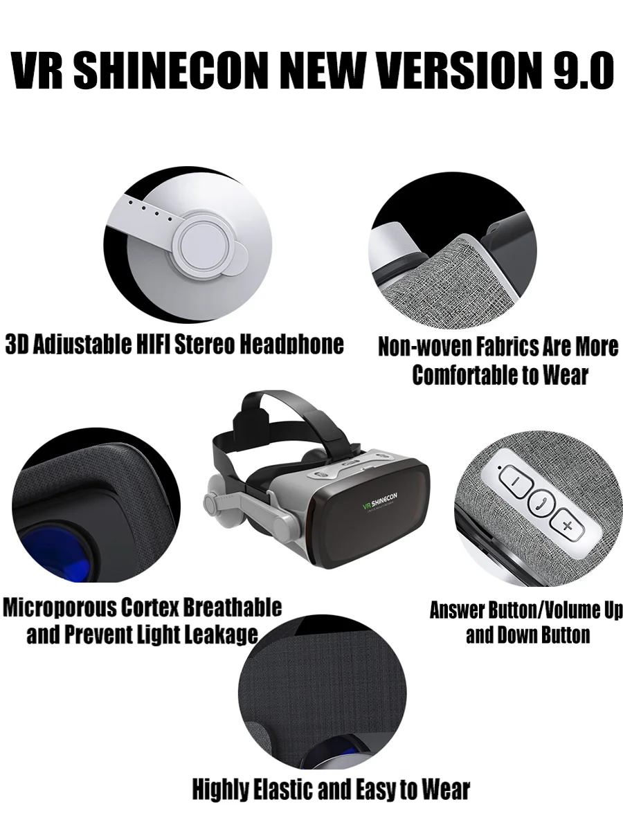 VR Headset for Smartphone - Immersive 3D Smart Glasses with Remote Tidesmit