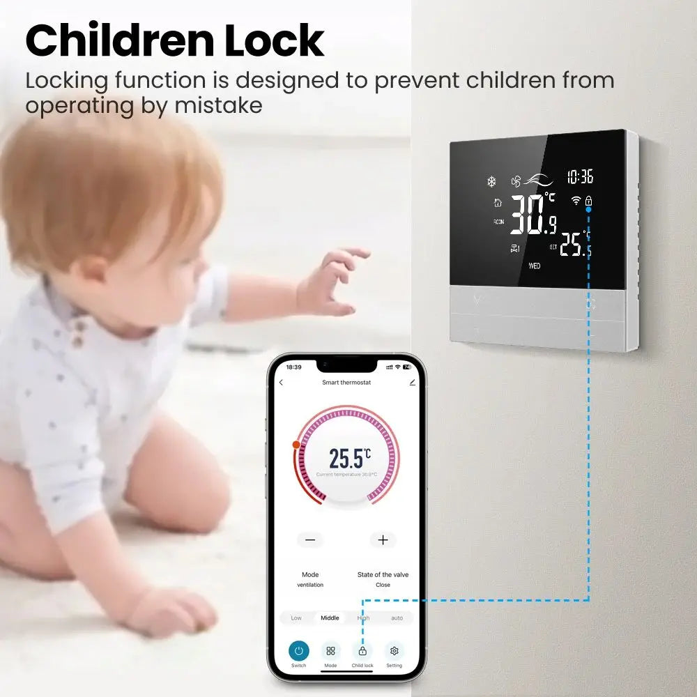 Tuya WiFi Smart Central Air Conditioning Thermostat Switch Smart Life App Remote Voice Control Compatible with Alexa Google Home