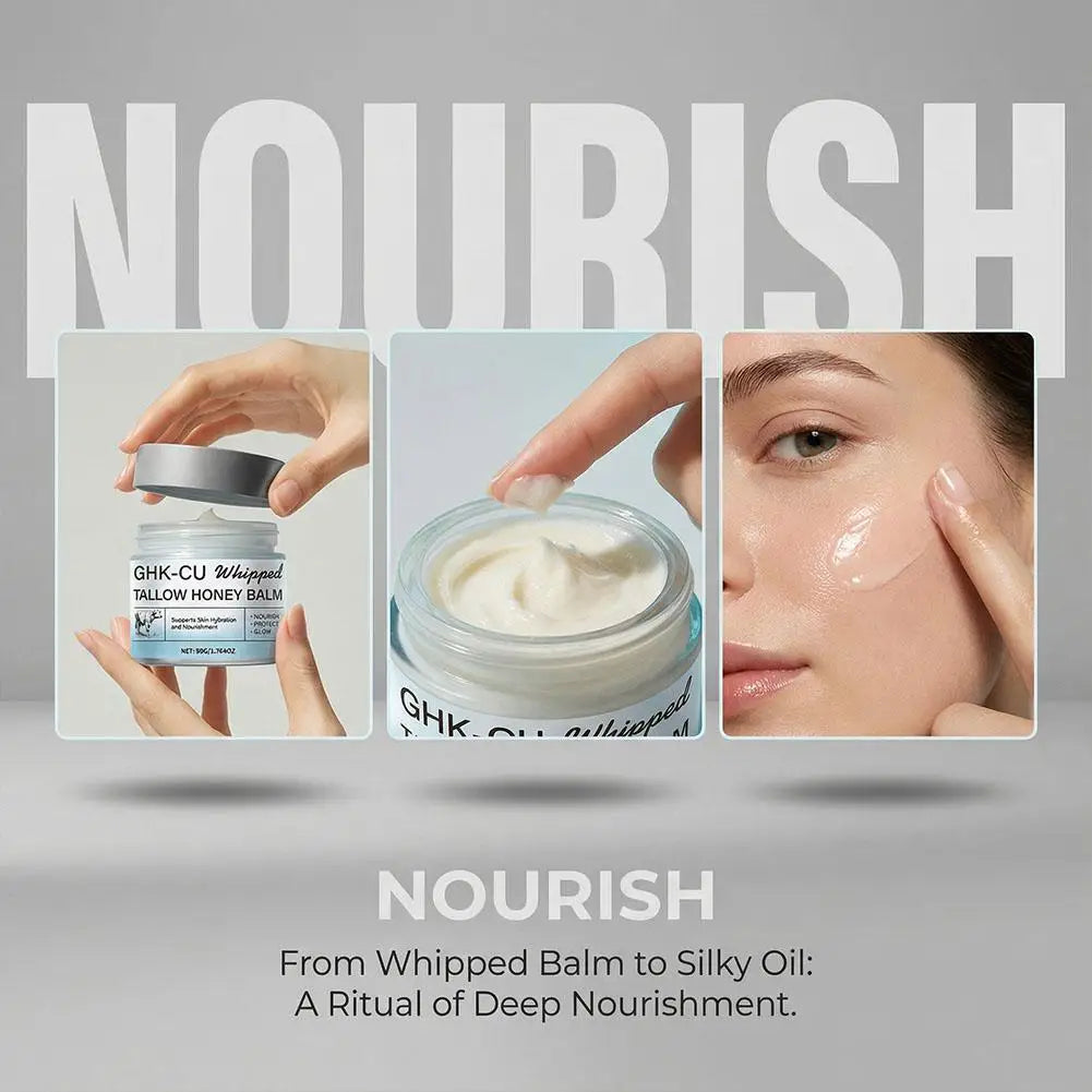 Copper Peptides GHK-Cu Beef Tallow Face Cream Blue Balm Manuka Honey Face and Body Moisturizer for Mature, Dry & Sensitive Skin