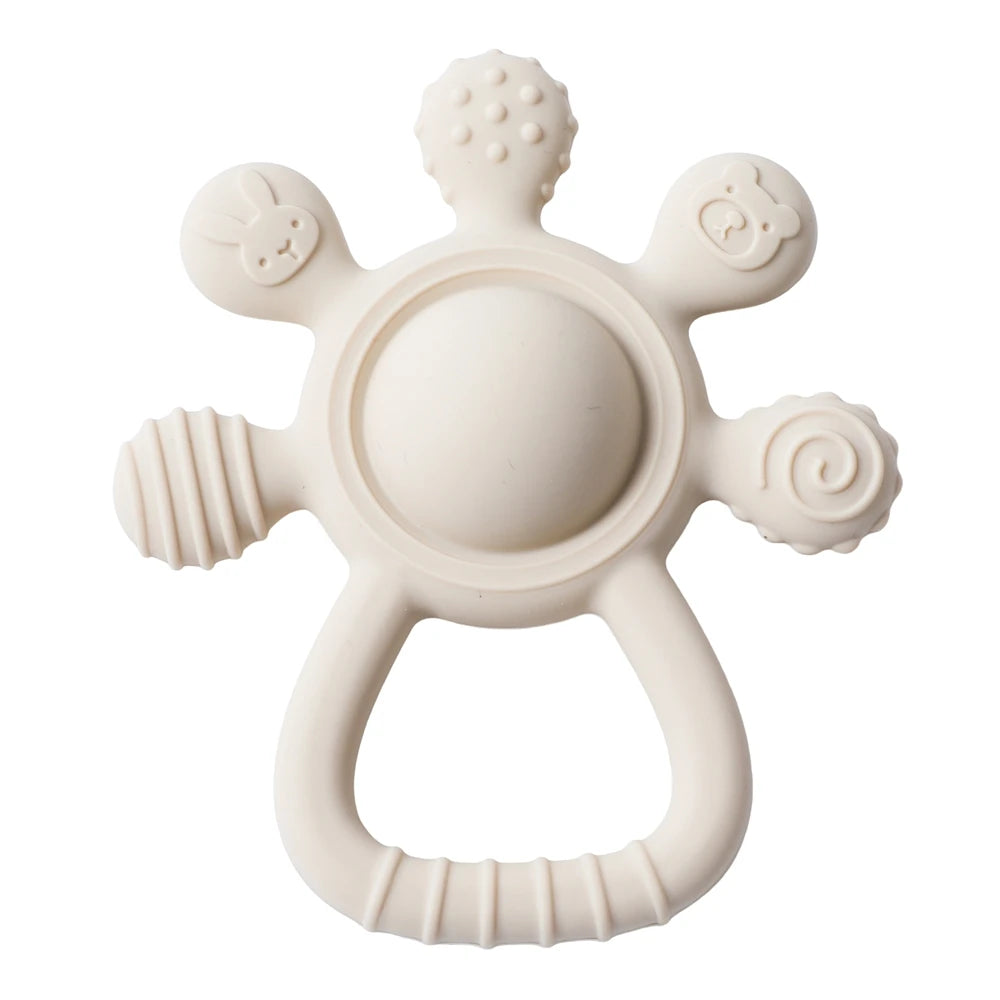 Baby Rattle Silicone Teether Food Grade Teething Rattle Baby 0-12 Toys Sensory Toys for Toddlers Silicone Hand Bell Silicone Toy