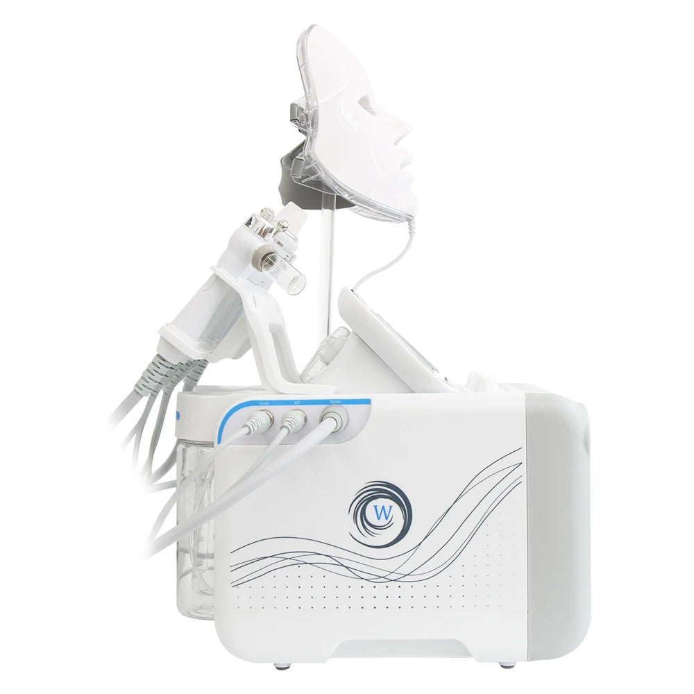 AOKO 7-in-1 professional hydro dermabrasion facial machine with LED mask for deep skin cleansing and rejuvenation.