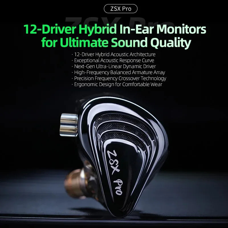KZ ZSX Pro Hybrid 1DD 5BA In-Ear Monitors by Tidesmit Tidesmit