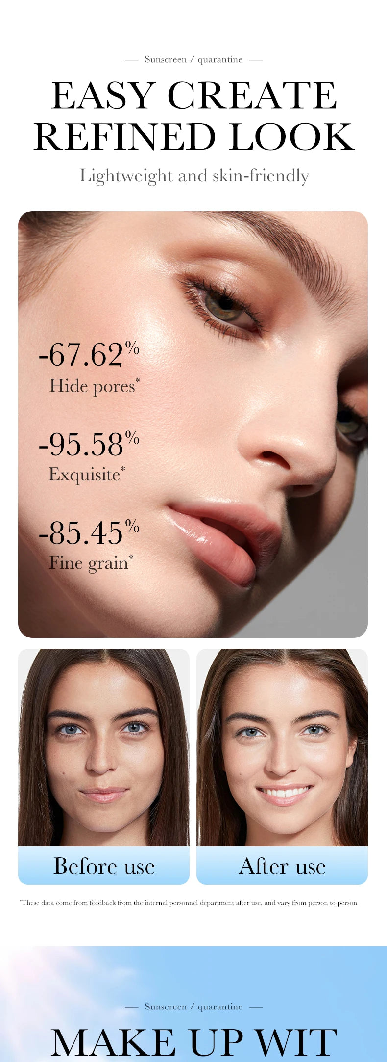 Tidesmit tri-color makeup primer foundation for color correcting and long-lasting waterproof base texture close-up