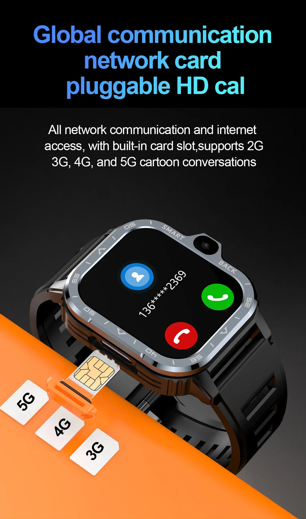 2026 PGD Android Smart Watch Men GPS 16G/64G ROM Storage HD Dual Camera NFC 2G 4G SIM Card WIFI Wireless Fast Internet Access