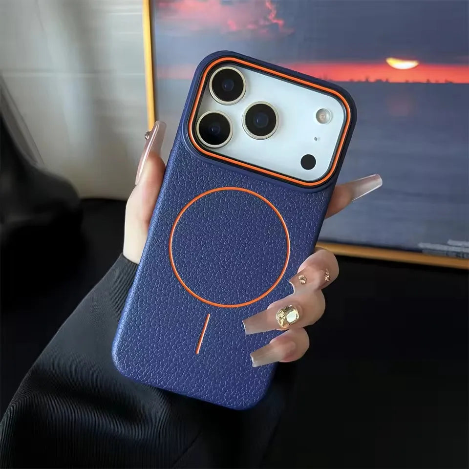 Magnetic iPhone Case with Lichee Pattern | Shock-Absorbing Slim TPU Cover Tidesmit