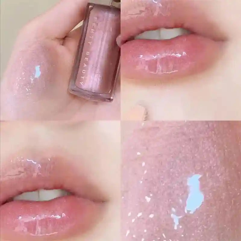 Tidesmit Fenty Beauty style transparent glitter lip plumper and moisturizing liquid gloss for makeup beginners