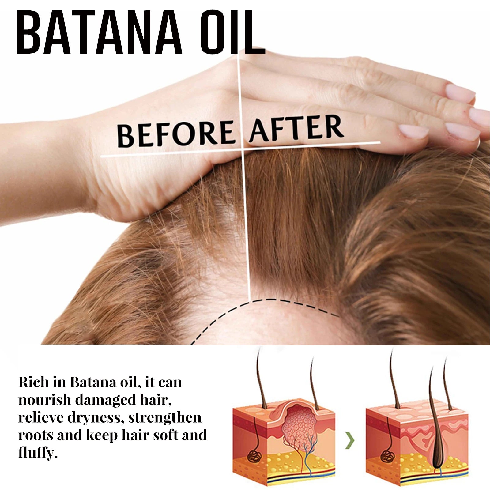 Tidesmit Batana Oil hair regrowth spray for hair loss, root repair, and nourishment for soft, healthy hair growth.
