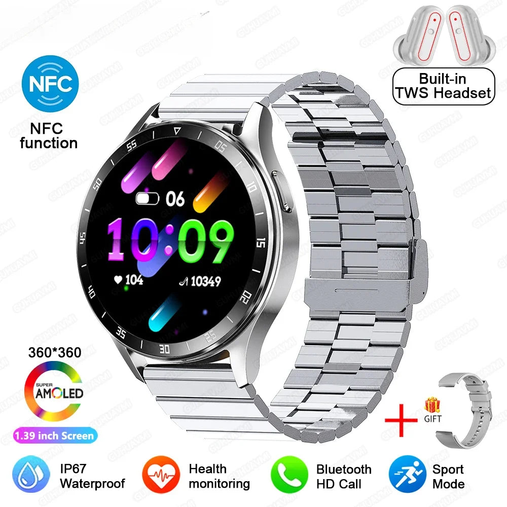 New X10 Headset Smart Watch TWS 2 in 1 Wireless Bluetooth Earphone Blood Pressure Heart Rate Testing Sport Music Smartwatch