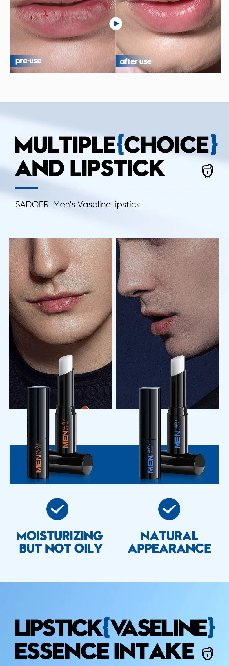 Mens Lip Treatment Balm - Moisturizing Vitamin E Repair by Tidesmit Lip Care Tidesmit