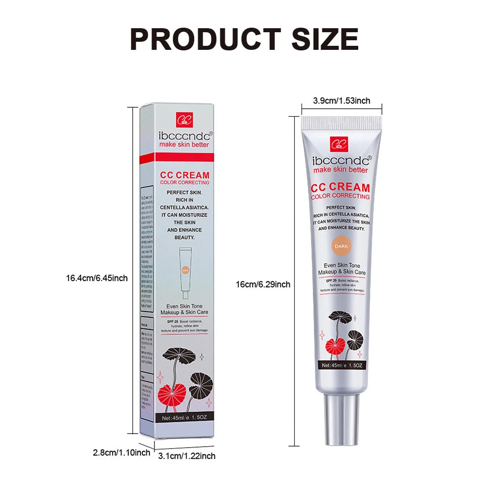 Tidesmit 45ml color correcting CC cream with Centella Asiatica for natural coverage and whitening face makeup
