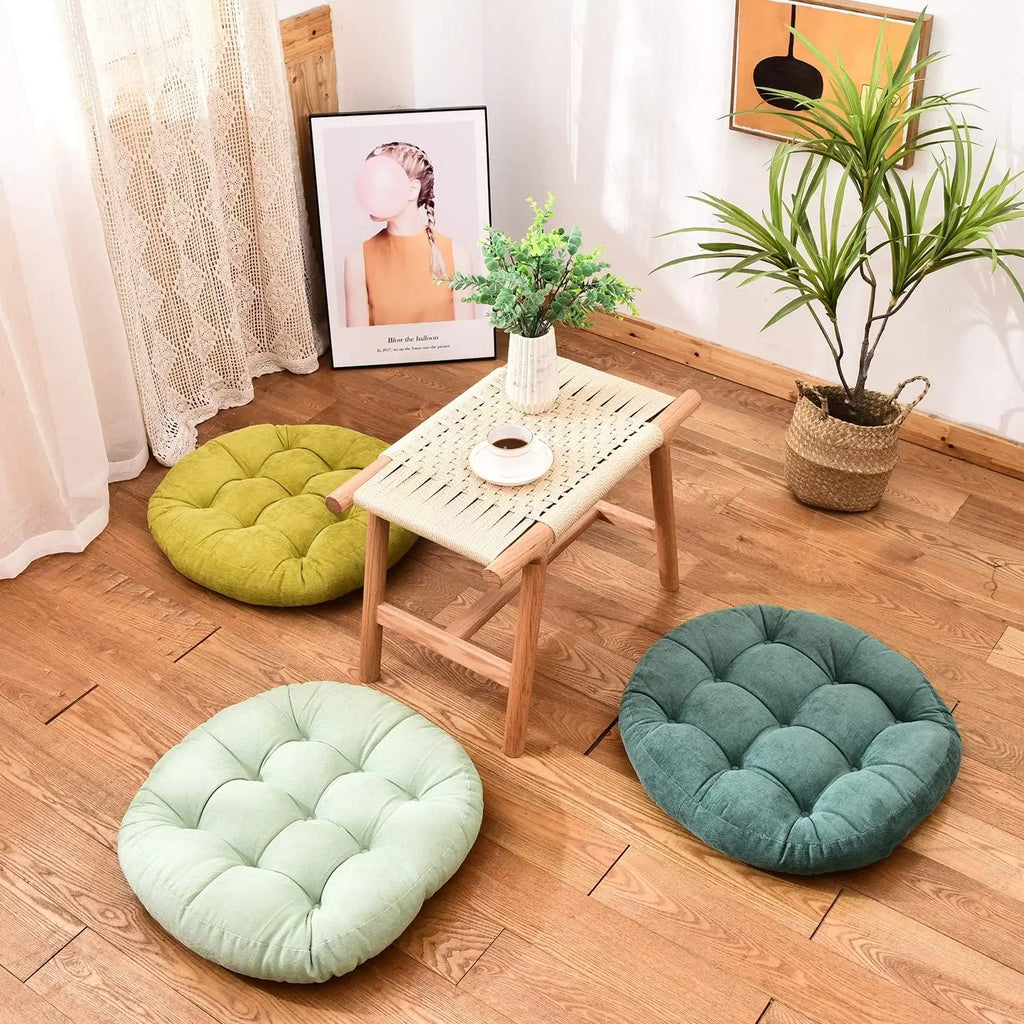 Green Large Round Floor Seat Cushion Thickened Tufted Tatami Mat Pad Ottoman Pouf Futon Chair Seat Meditation Seating Pillow 방석