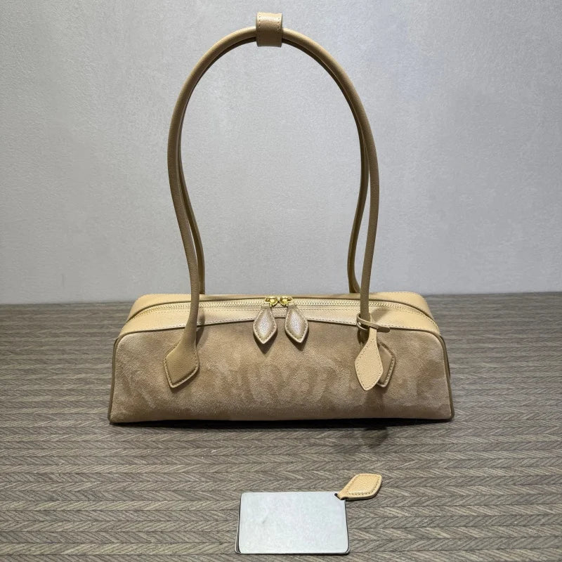2026 high-quality genuine leather sausage bag, high-end customized high silk gloss leather handbag, women's shoulder bag