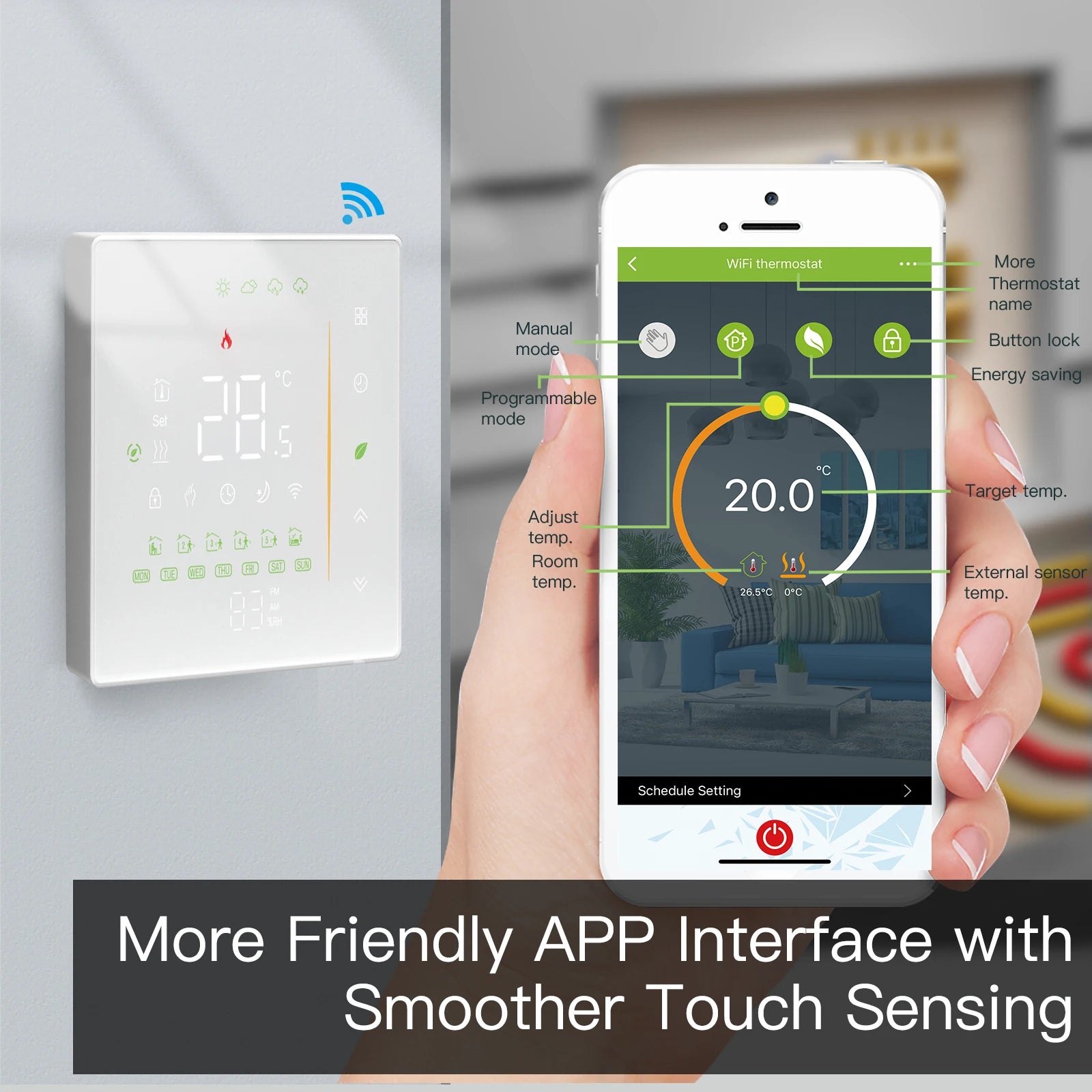 MOES Thermostat WiFi Wireless Room Temperature Controller of Water/Electric Floor Heating Gas Boiler Humidity Tuya Alexa Google