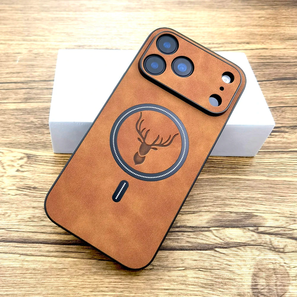 iPhone 17 Pro Max Faux Leather Magnetic Slim Case - Shock Absorbing Tidesmit