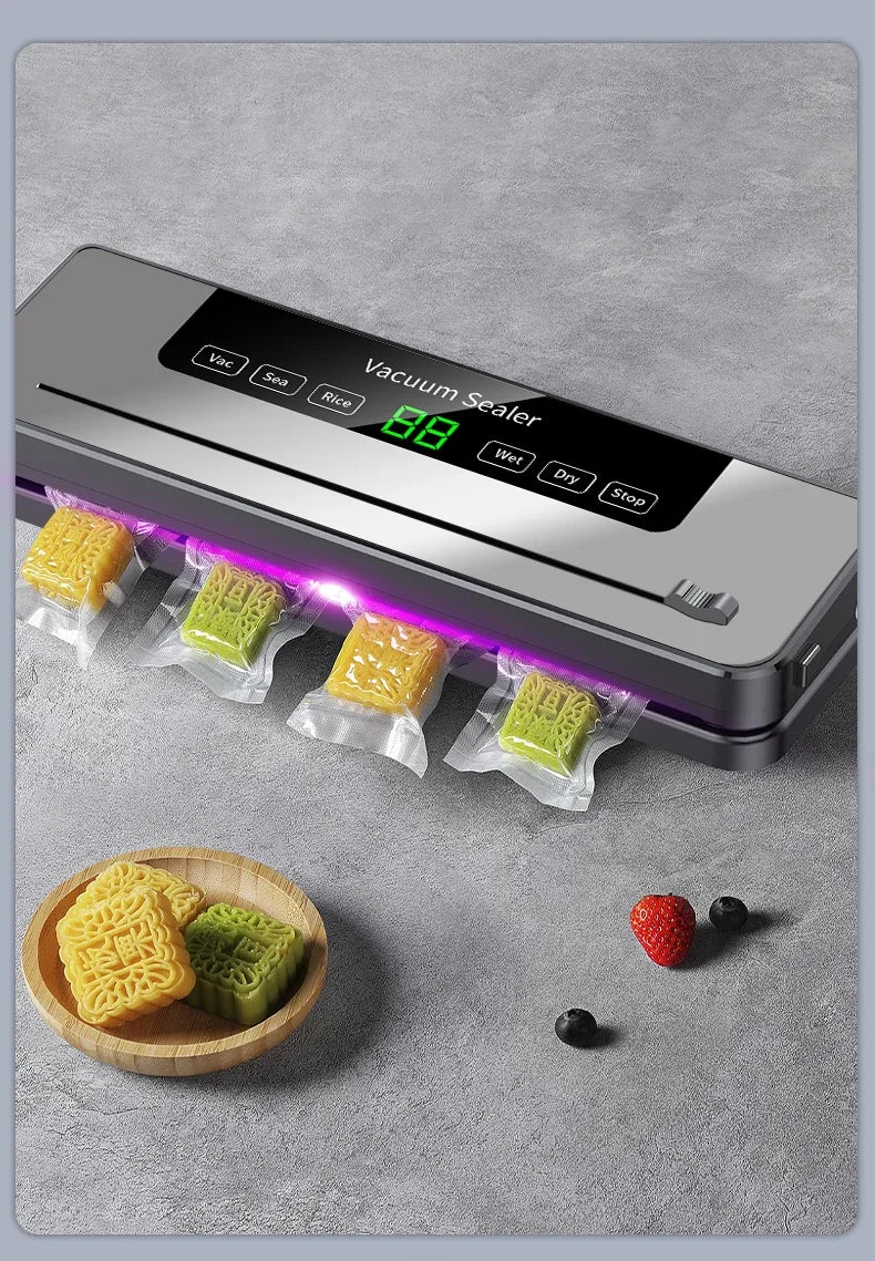 Tidesmit electric vacuum sealer with built-in cutter for wet and dry food storage, side angle view.