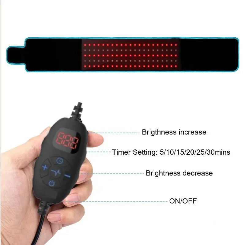 Red ＆Infrared LED Light Therapy Belt 850nm 660nm Back Pain Relief Wrap Burn Fat Wrap Slimming Machine Waist Heat Pad Full Body