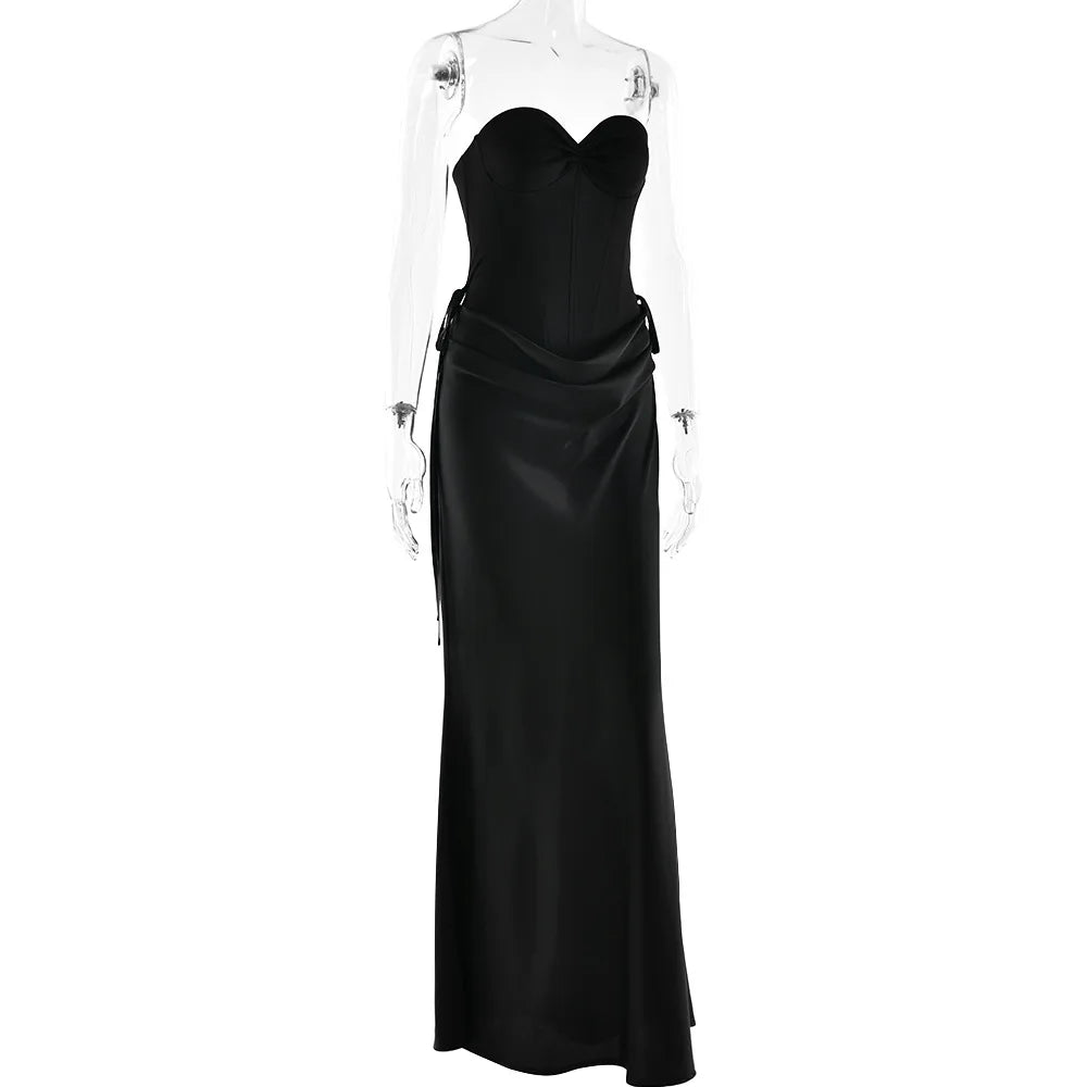 Sexy Off-shoulder Backless Wrap Maxi Dress Women Summer Patchwork Strapless Sleeveless Bodycon Club Party Long Dresses Clothes