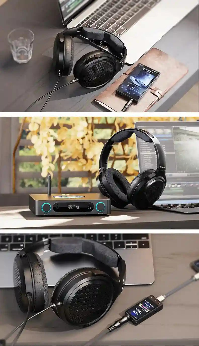 Planar Magnetic Headphones JT7 Black - Over-Ear Audiophile Headset Tidesmit