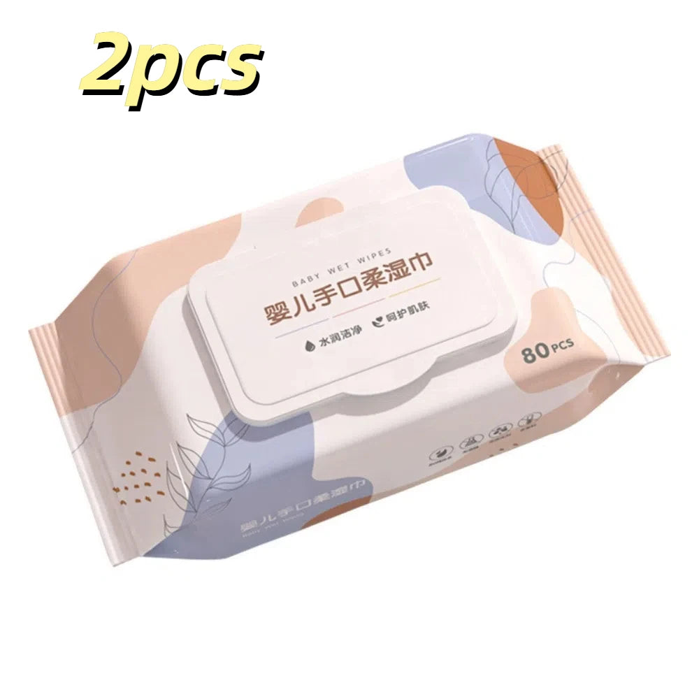 80pcs/bag New Multipurpose Baby Wet Wipes Large Size Gentle Cleaning Cleaning Wipes Soft Texture Wet Wipes Paper Baby Care