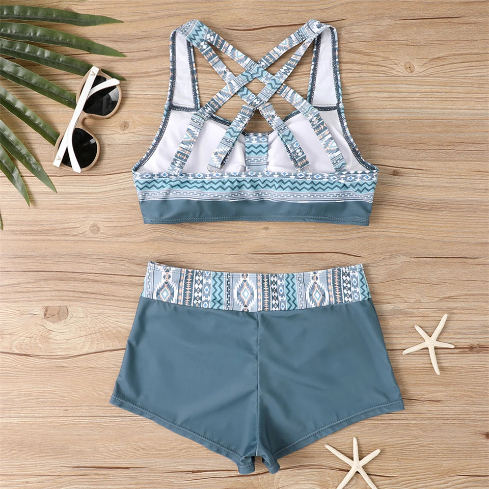 2025 High Waist Bikinis Women Sports Swimwear Print Bathing Suit Female Padded Beach Wear Bathers Swimming Swimsuit Summer