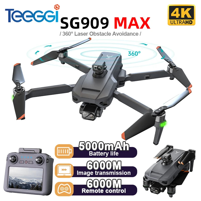 4K GPS Camera Drone with Obstacle Avoidance - Foldable SG909 MAX Tidesmit