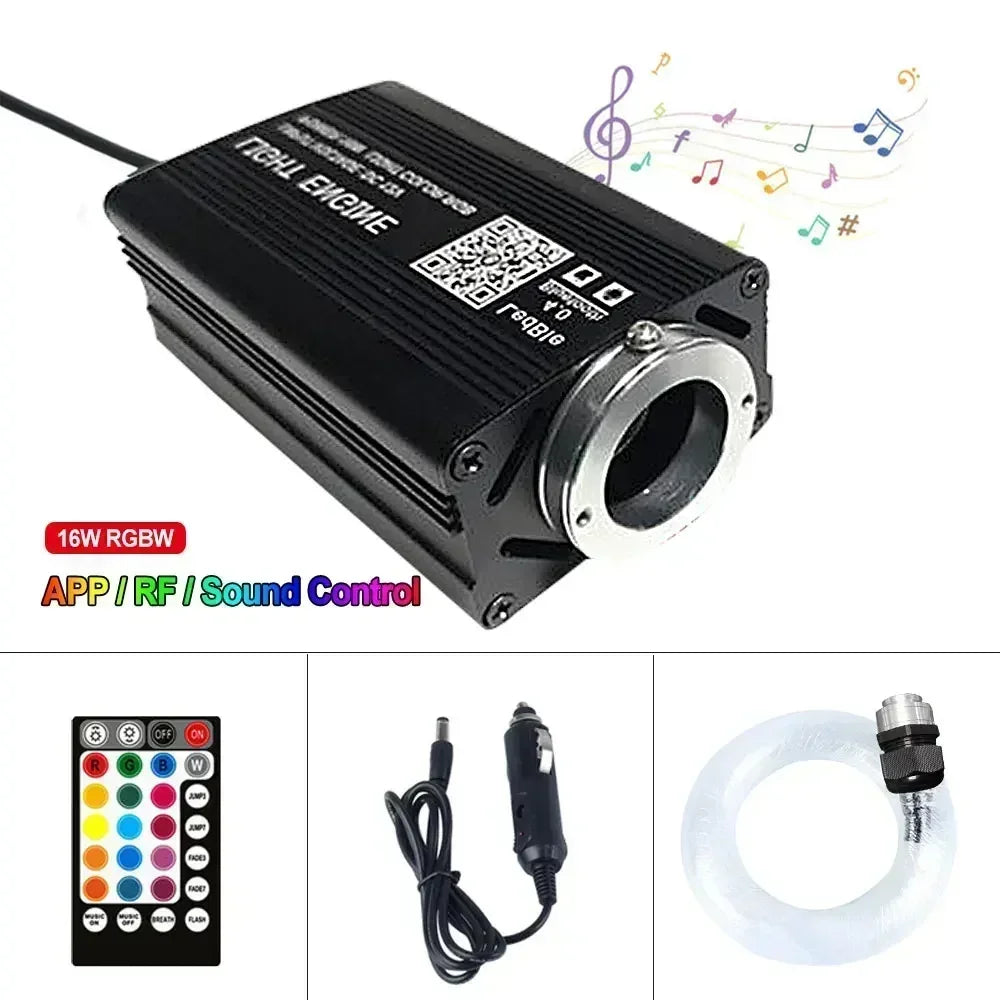 Fiber Optic Star Ceiling Kit - RGB Music Control with 16W LED Light Engine Tidesmit