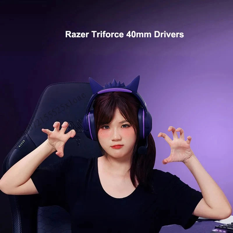 Razer Gengar Kraken Kitty V2 RGB Wired Gaming Headset - Gengar Purple Tidesmit
