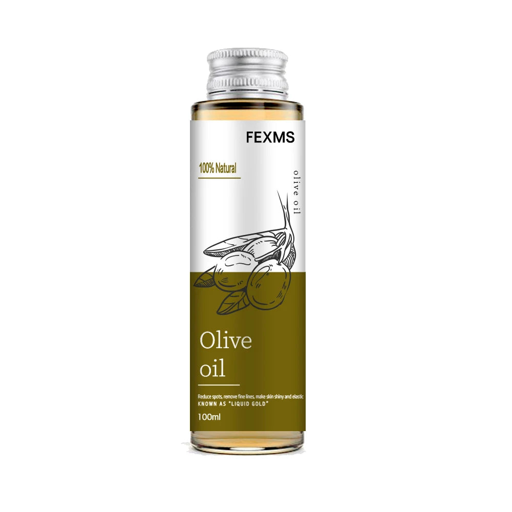 Olive oil bottle, 100ml, FEXMS, golden oil in clear glass with cap