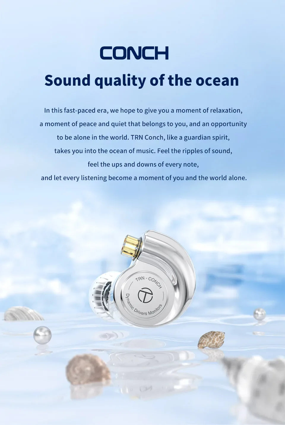 TRN Conch DLC Dynamic In-Ear Monitors with Hi-Res Audio by Tidesmit Tidesmit