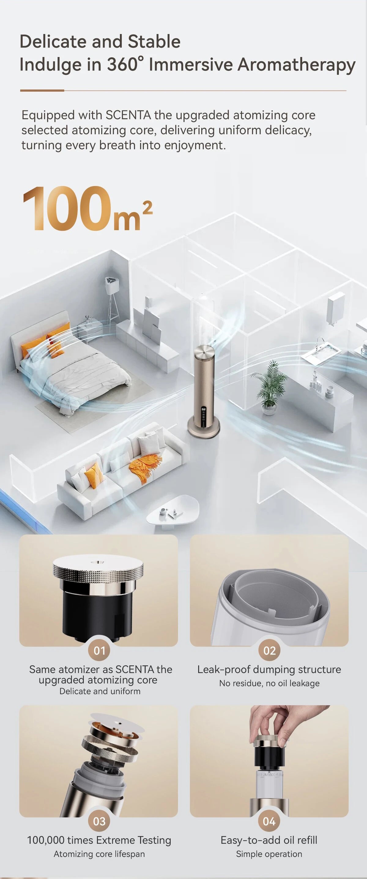 Essential Oil Diffuser Bluetooth Smart Waterless Aroma Diffuser Coverage 300m³ Electric Smell for Home Scent Machine Hotel