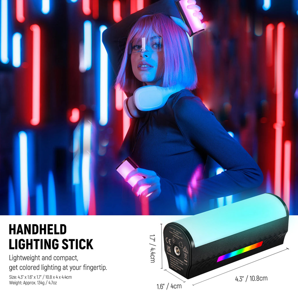 Magnetic RGB LED Light Wand - App-Controlled Content Creation Lighting Tidesmit