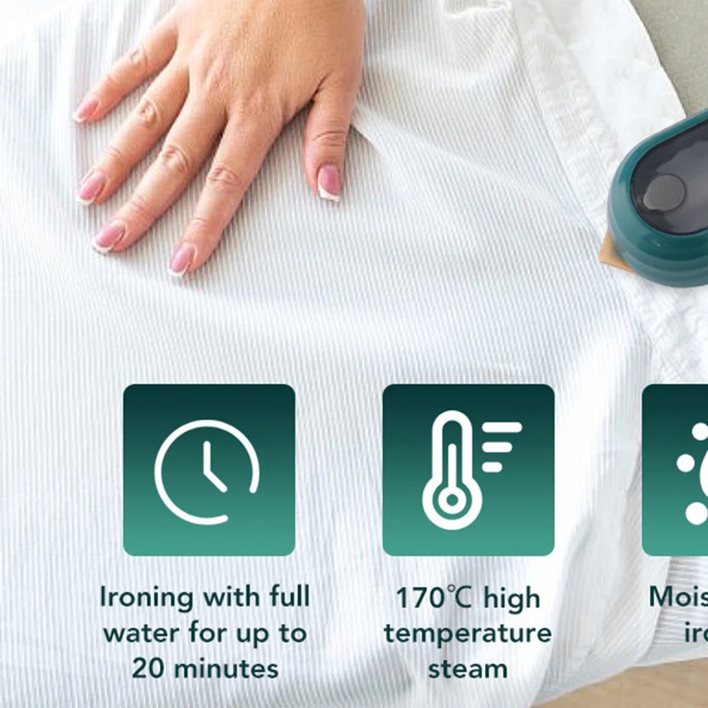 Tidesmit portable mini garment steamer for dry and wet ironing showing detailed handheld iron heating plate features