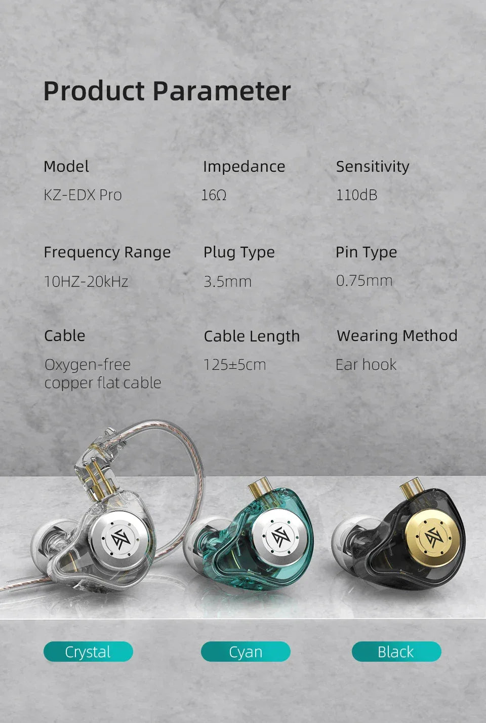 KZ EDX Pro In-Ear Monitors | HiFi Bass Earbuds by Tidesmit Tidesmit