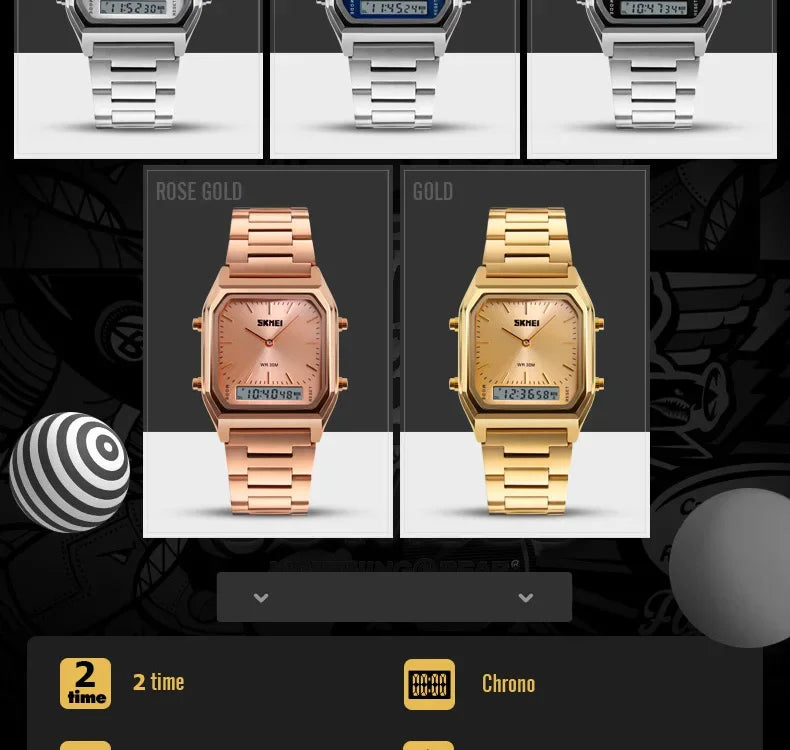 SKMEI 1220 Digital Quartz Watch for Men Sports Chronograph Waterproof Stainless Steel Shockproof Mens Wristwatches Reloj Hombre