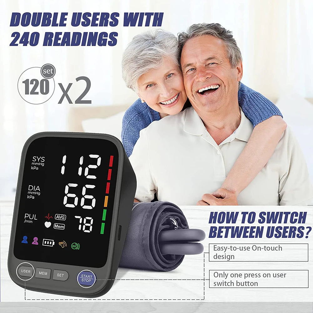 Kingclinic Blood Pressure Machine, Automatic Digital Upper Arm Blood Pressure Monitor with Adjustable Large Cuff