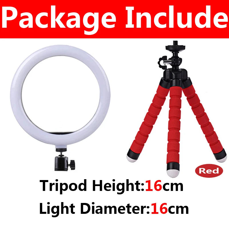12-Inch LED Ring Light with Adjustable Tripod Stand for Content Creators A-16cm Red Tidesmit