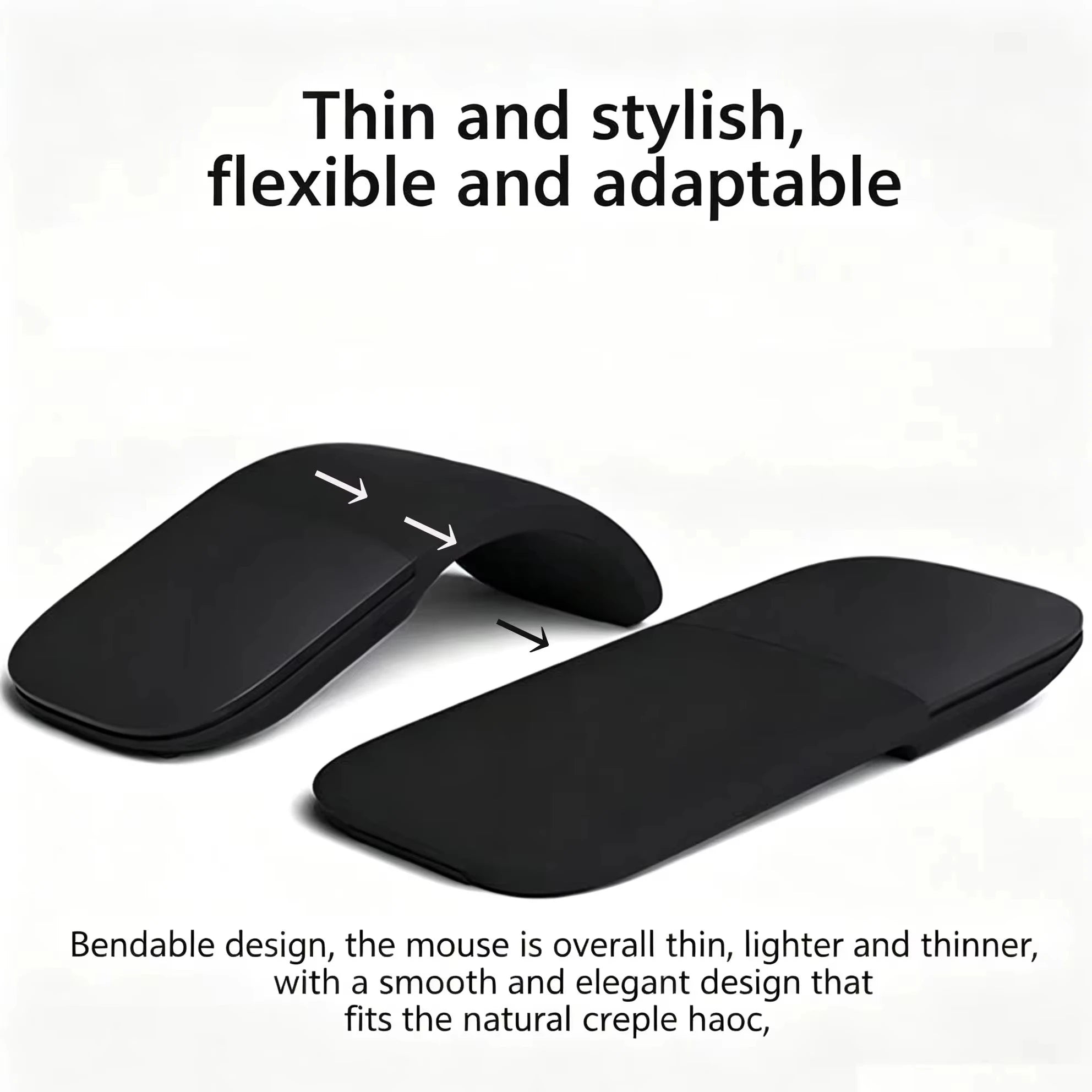 Dual-Mode Bluetooth/2.4G Slim Foldable Wireless Mouse,Silent Touch Arc Mouse Portable Travel Mouse For Laptop PC Tablet Computer